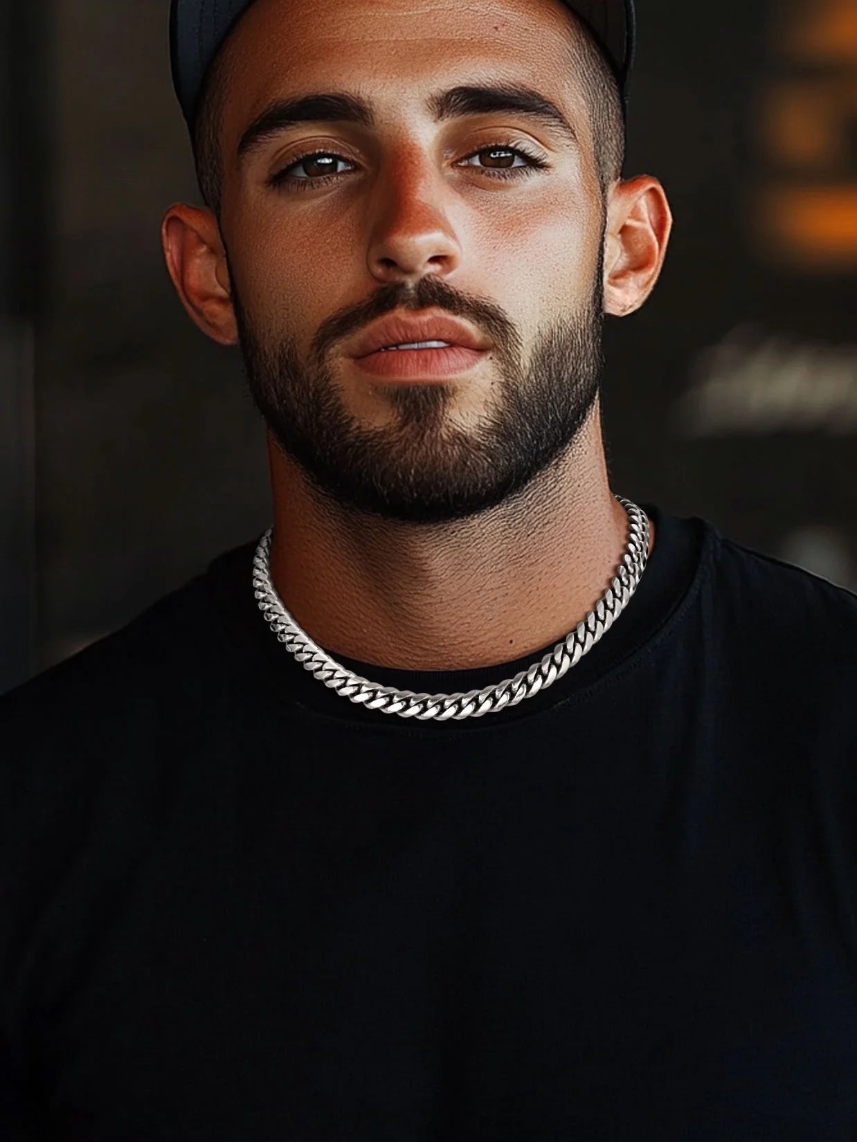 Collares Hip Hop Para Hombre Cadenas Cubanas Tipo Curb 20Inch 10Mm Cadenas De Acero Inoxidable Collar Del Día Del Padre Regalo Para Hombre Papá Hijo