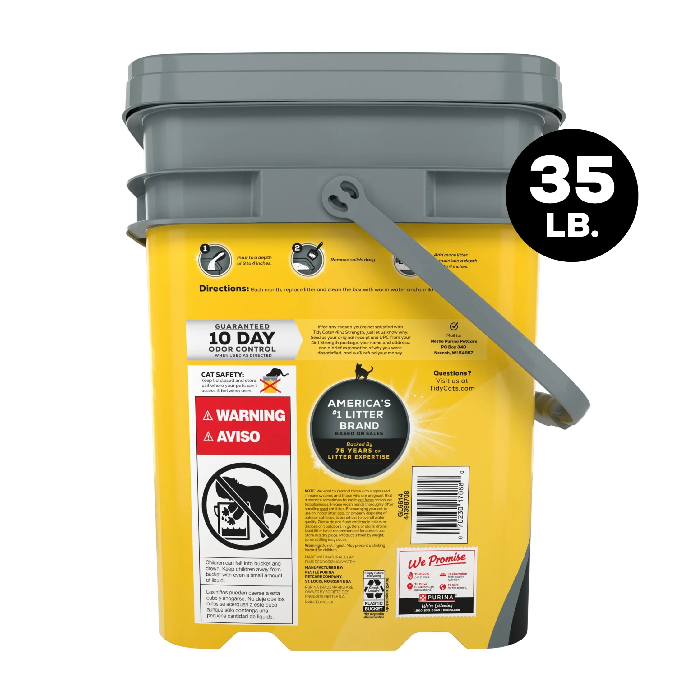 Purina  Arena Aglomerante Para Gatos De Fuerza 4 En 1, Aroma Floral, Cubeta De 35 Lb