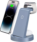 Cargador Inalámbrico - Estación De Carga 3 En 1 Compatible Para Iphone Y Iwatch - Base De Carga Para Airpods (Azul)