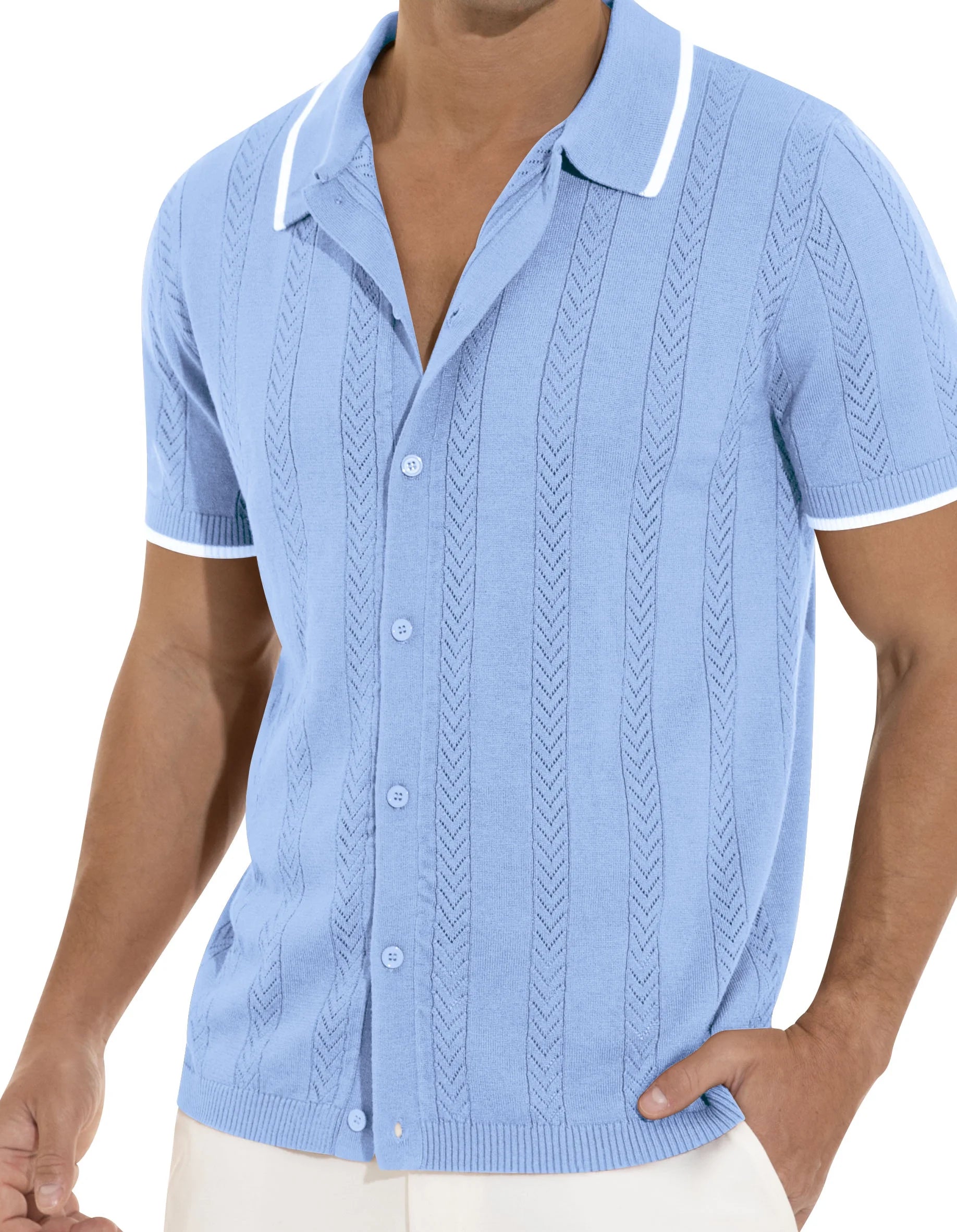 Camisa Casual Con Botones Para Hombre, Ropa Vintage De Manga Corta, Polos De Punto, Camisas De Playa De Verano
