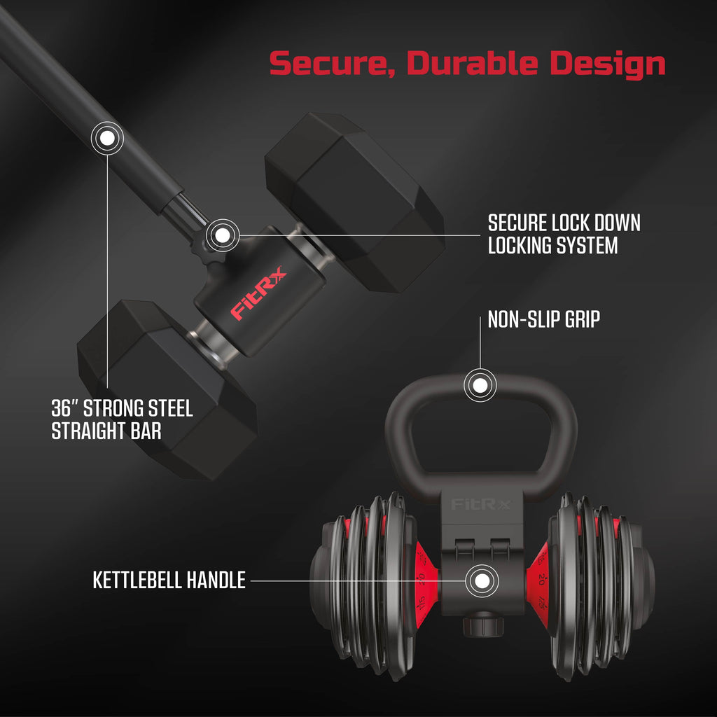 Sistema De Mancuernas X-Bell Convertidor De Mancuernas a Barra De Pesas, Barra De Mancuernas a Rizo, Mango De Macebell Y Kettlebell