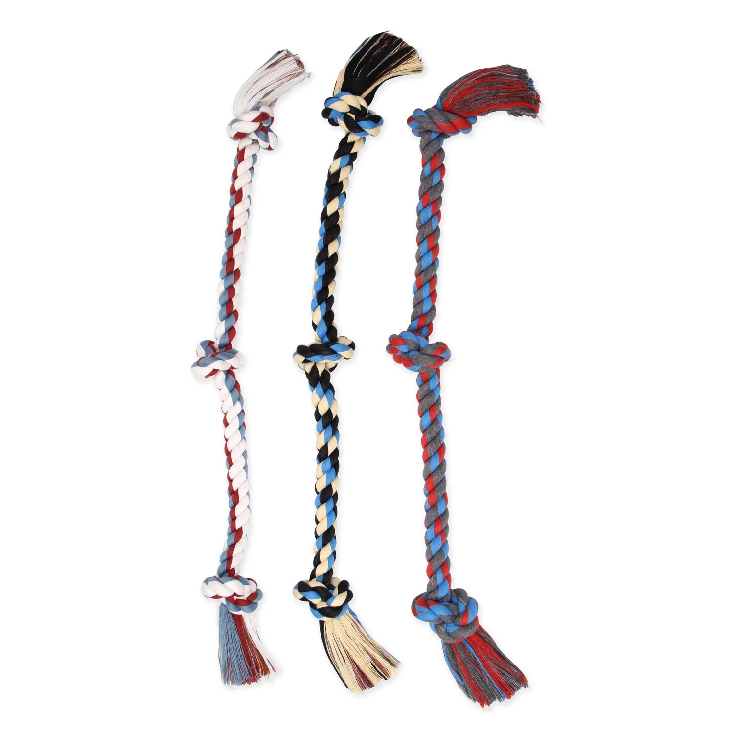 Flossy Masticables Mezcla De Algodón 3 Nudos Cuerda Tirador Perro Juguete, Extra Grande, 36"