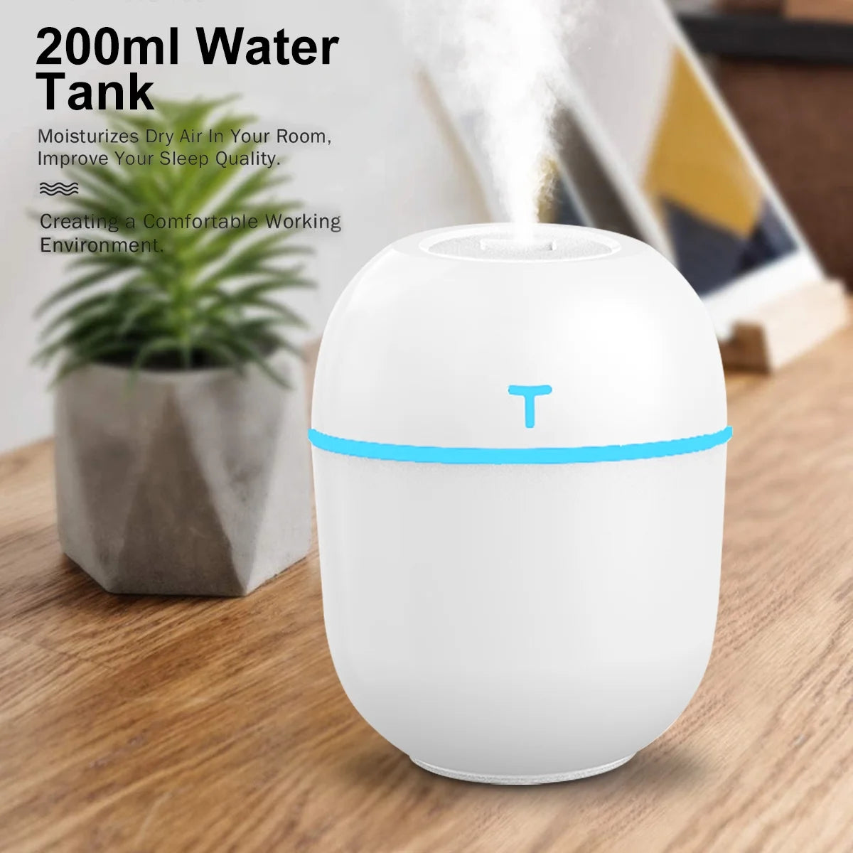 Humidificador Mini Colorido Y Fresco, Humidificador Personal De Escritorio USB Para Auto, Oficina, Dormitorio, Etc. Apagado Automático, 2 Modos De Niebla, Súper Silencioso. (Blanco)