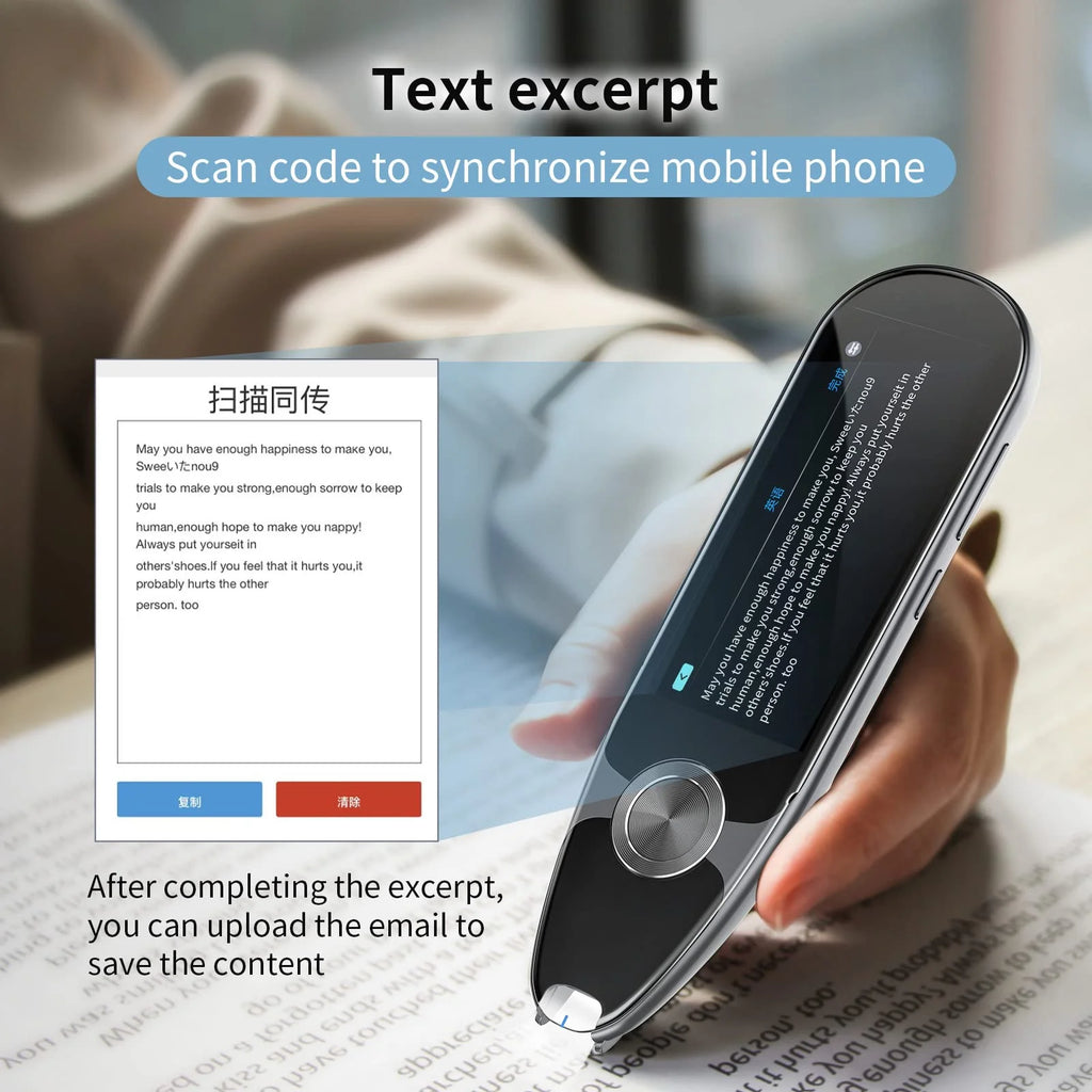 Dispositivo Traductor De Idiomas Para Dislexia, Lector De Bolígrafo, Escáner De Traducción, Diccionario De Bolígrafo - Traductores De Voz Y Cámara Con IA - En Tiempo Real Para Todos Los Idiomas Extranjeros, Viajes Y Negocios, Aprendizaje, Reuniones