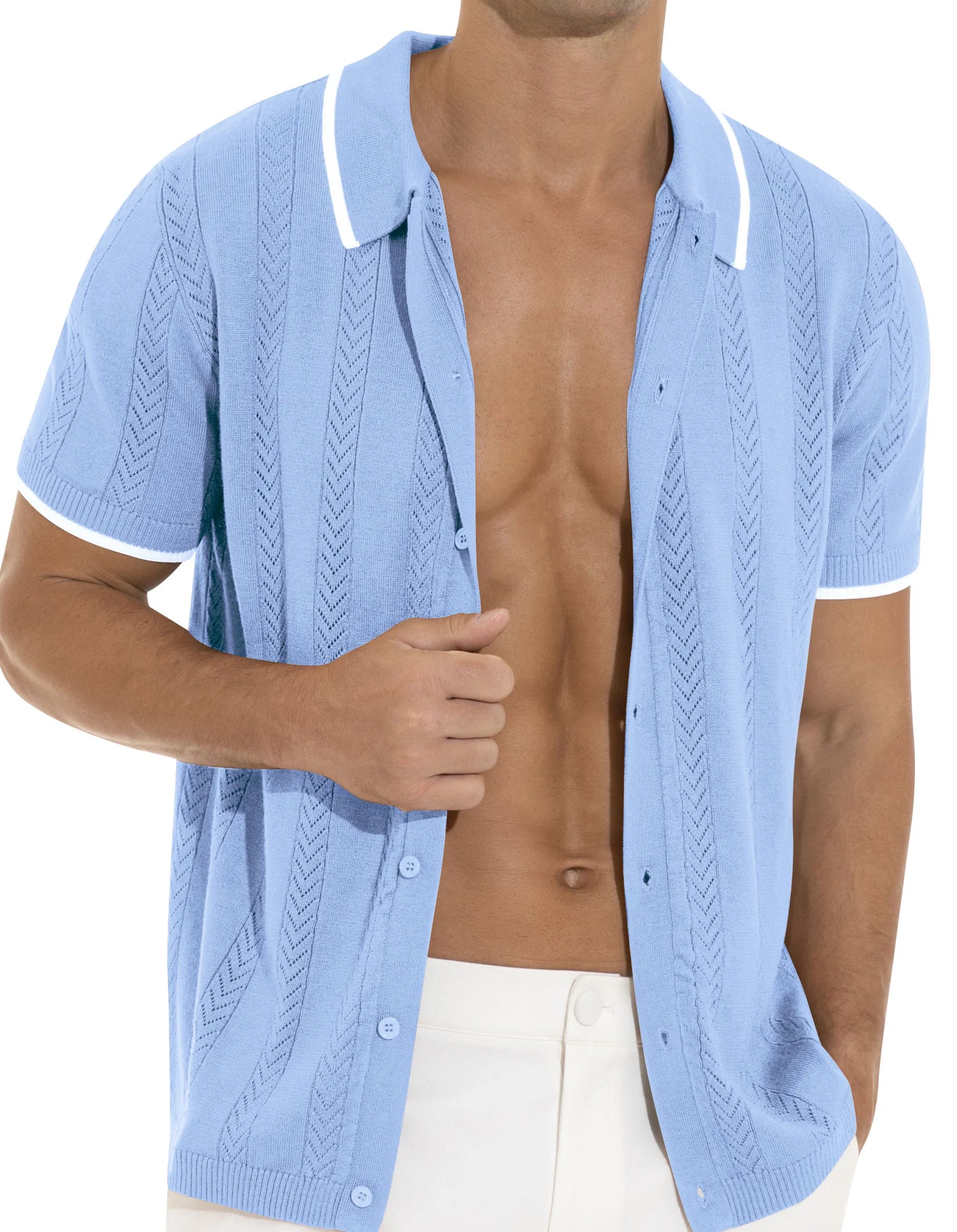 Camisa Casual Con Botones Para Hombre, Ropa Vintage De Manga Corta, Polos De Punto, Camisas De Playa De Verano