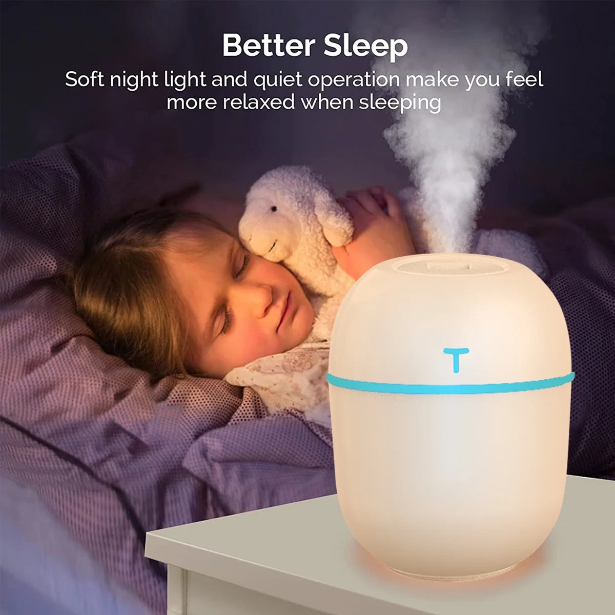 Humidificador Mini Colorido Y Fresco, Humidificador Personal De Escritorio USB Para Auto, Oficina, Dormitorio, Etc. Apagado Automático, 2 Modos De Niebla, Súper Silencioso. (Blanco)