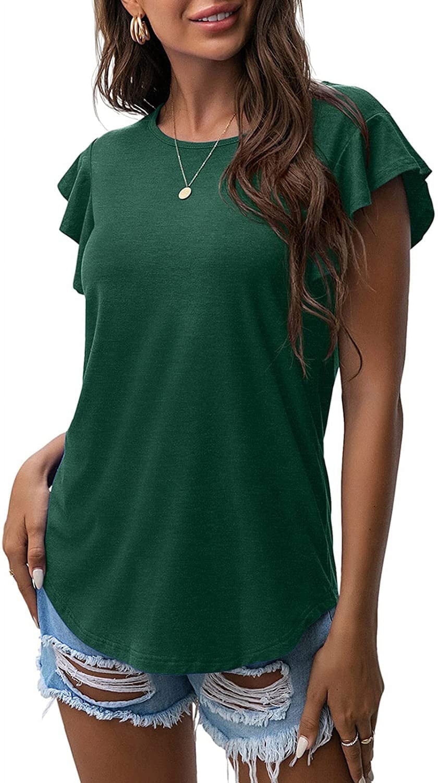 Blusas Tipo Túnica De Punto Con Volantes De Verano De Manga Corta Camisetas Camiseta Sin Mangas Blusa Para Mujer