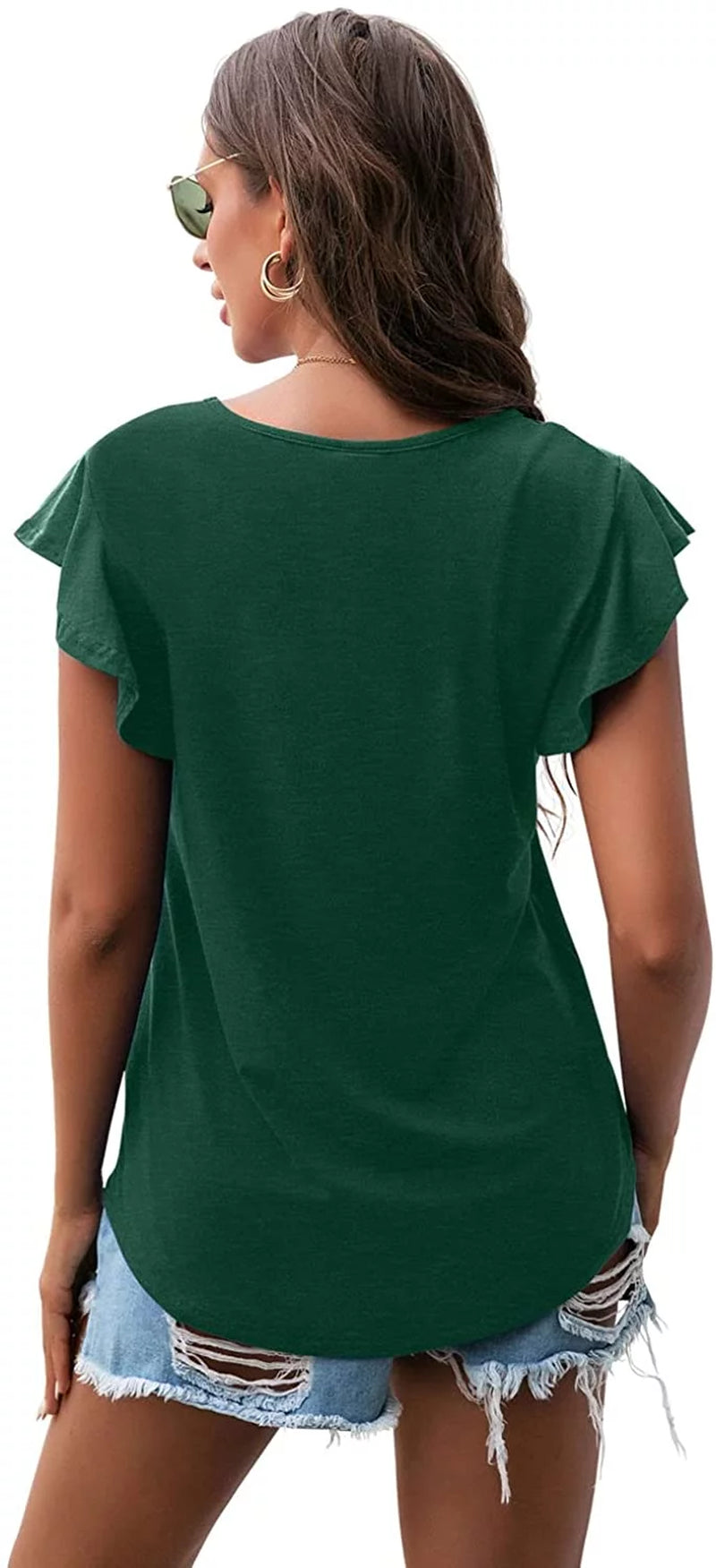 Blusas Tipo Túnica De Punto Con Volantes De Verano De Manga Corta Camisetas Camiseta Sin Mangas Blusa Para Mujer