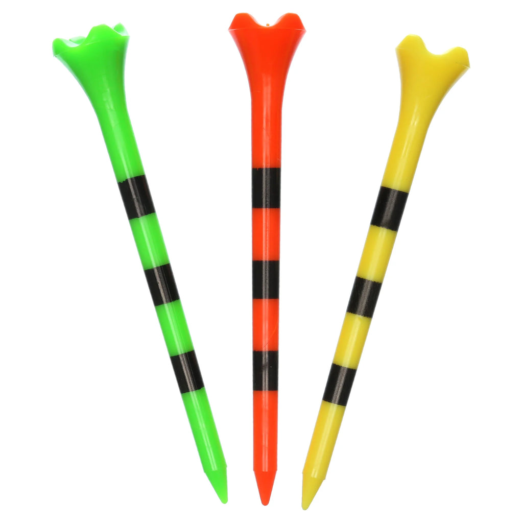 Pride Performance Camisetas De Golf De Plástico, 3-1/4" De Largo, Mezcla De Frutas a Rayas, Paquete De 25, Cabeza De Baja Resistencia Para Golf, Impulsos Más Largos, Plástico Duradero