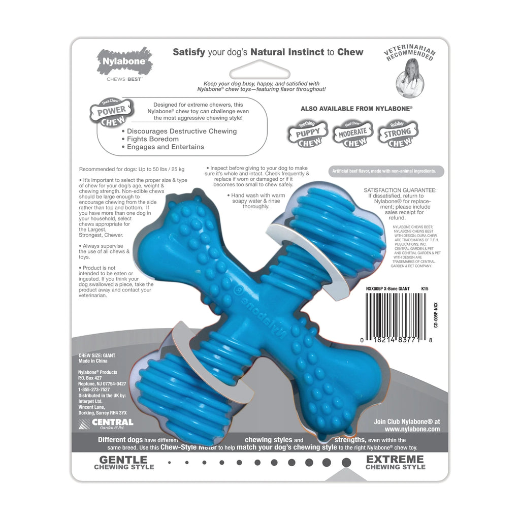 Juguete Para Perro Power Chew Comfort Hold X Bone, Juguete Para Masticar, Sabor a Res, Grande, 1 Unidad