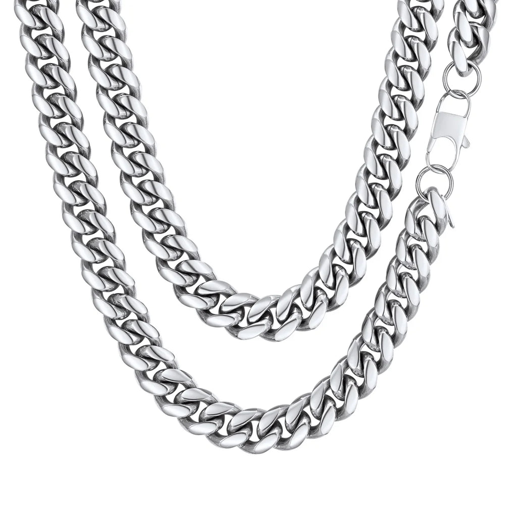 Collares Hip Hop Para Hombre Cadenas Cubanas Tipo Curb 20Inch 10Mm Cadenas De Acero Inoxidable Collar Del Día Del Padre Regalo Para Hombre Papá Hijo
