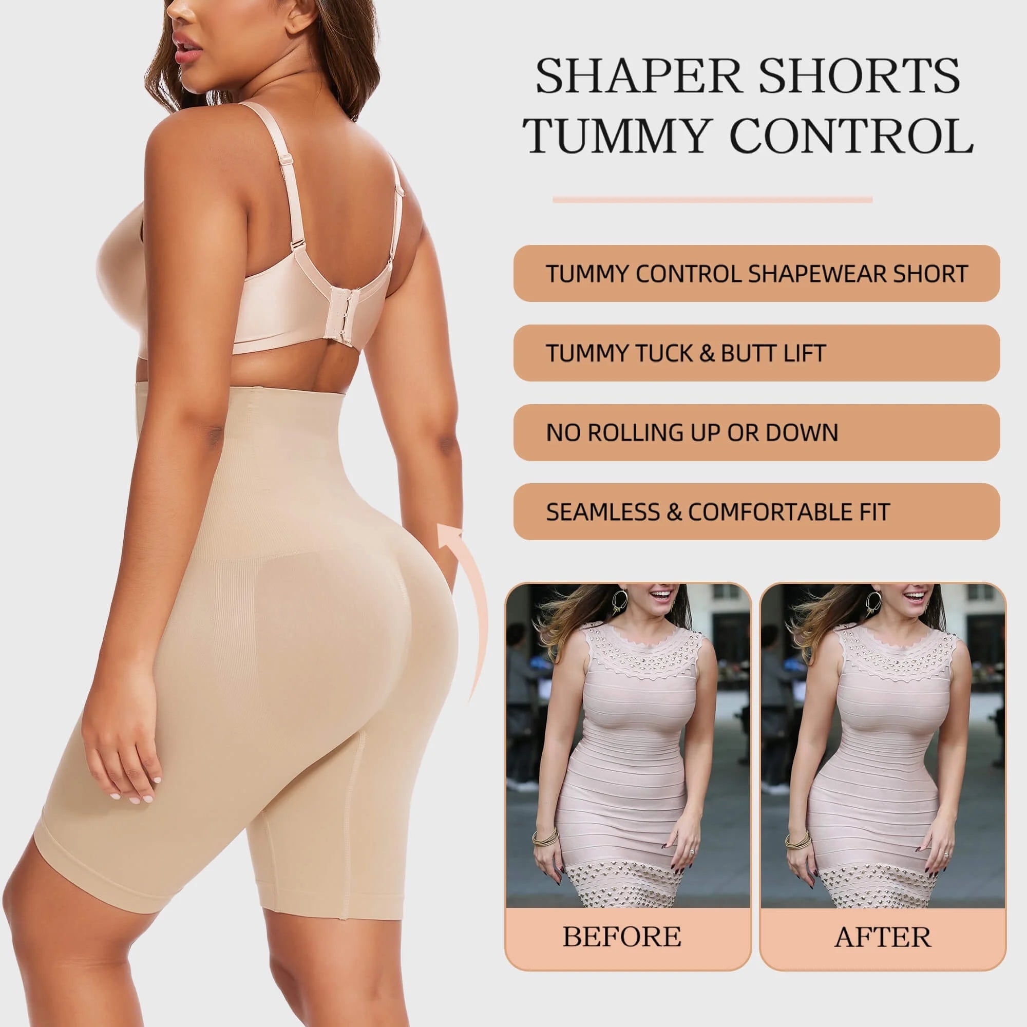 2 Packs De Shorts Moldeadores De Control De Abdomen Faja Moldeadora Para Mujer De Cintura Alta Adelgazante De Muslos